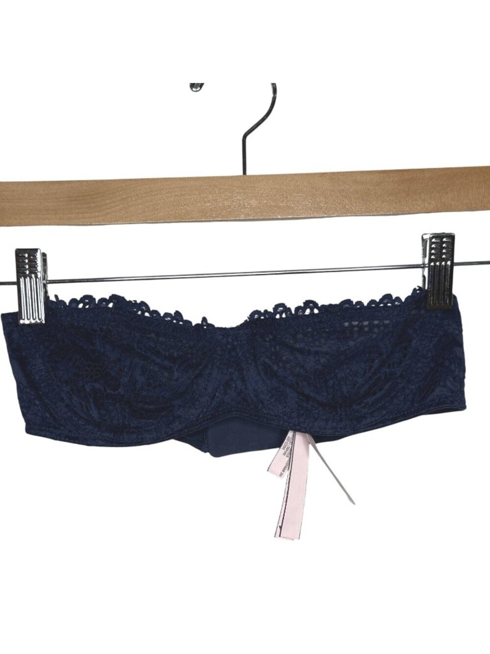 Victorias Secret 34B Navy Blue Lace Strapless Underwire Bra